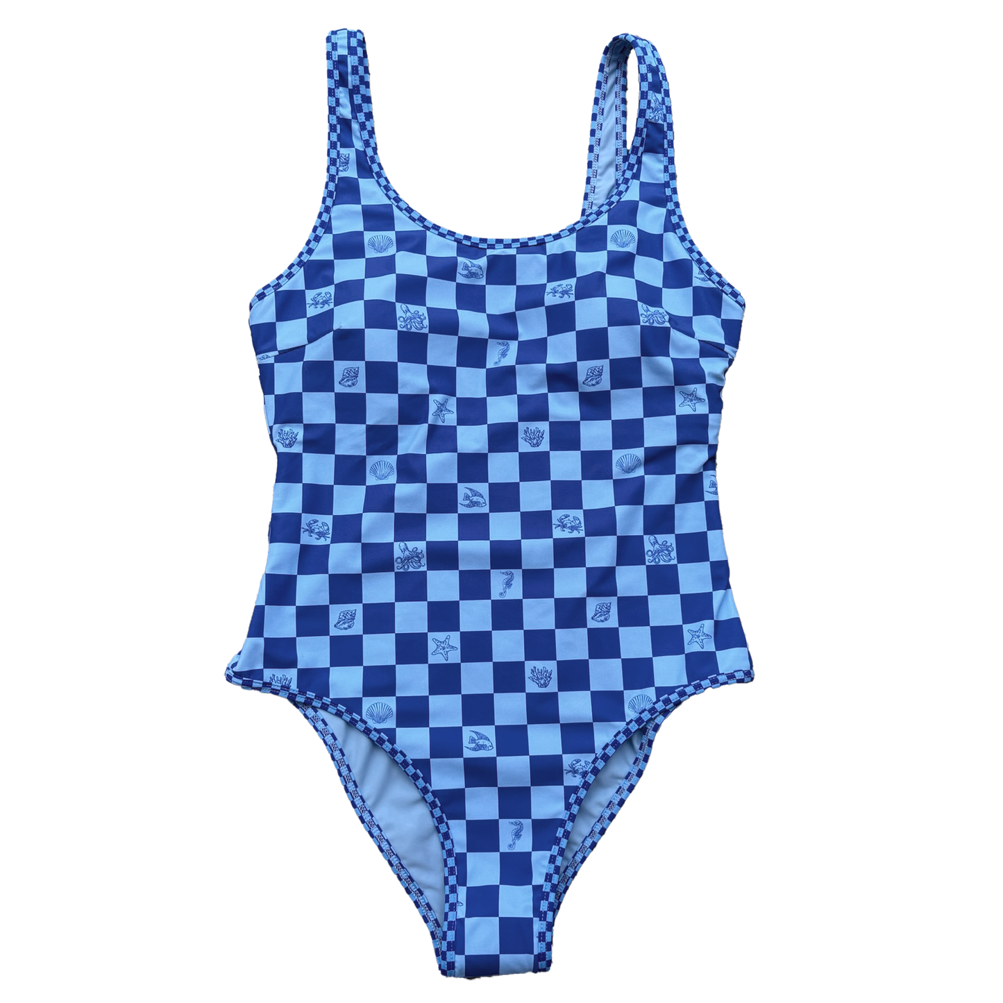 Curlewis Scoop Neck One Piece With Binding - Sea Friends Blue