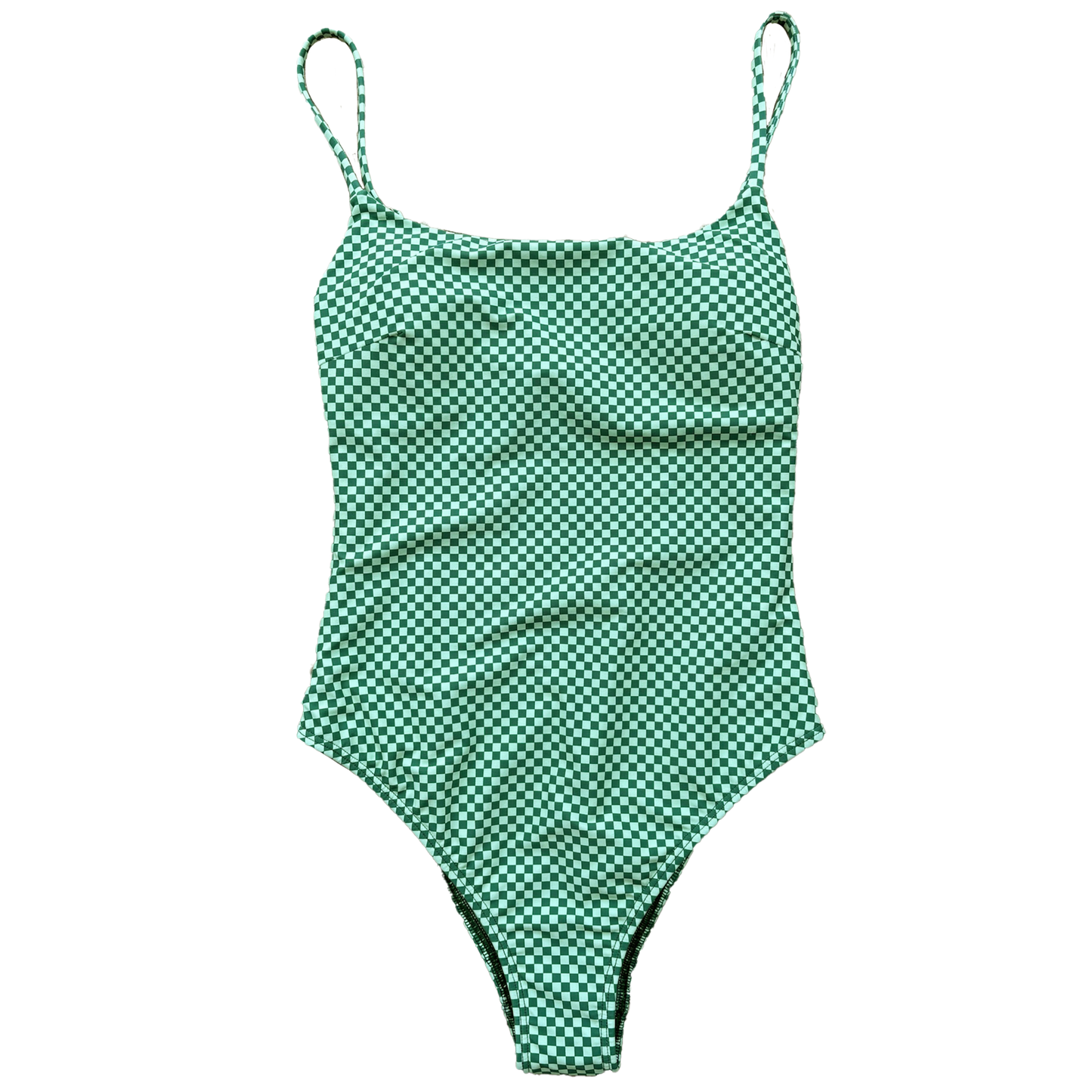 Wilga Square Neck One Piece - Green Check Check