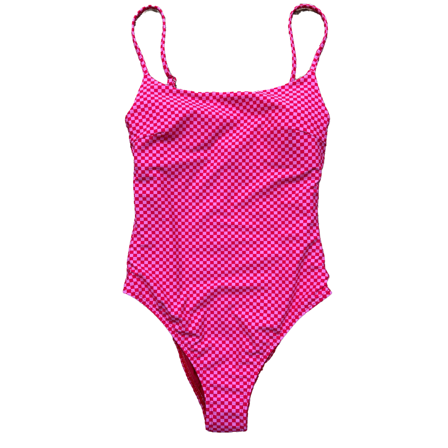 Wilga Square Neck One Piece - Pink Check Check