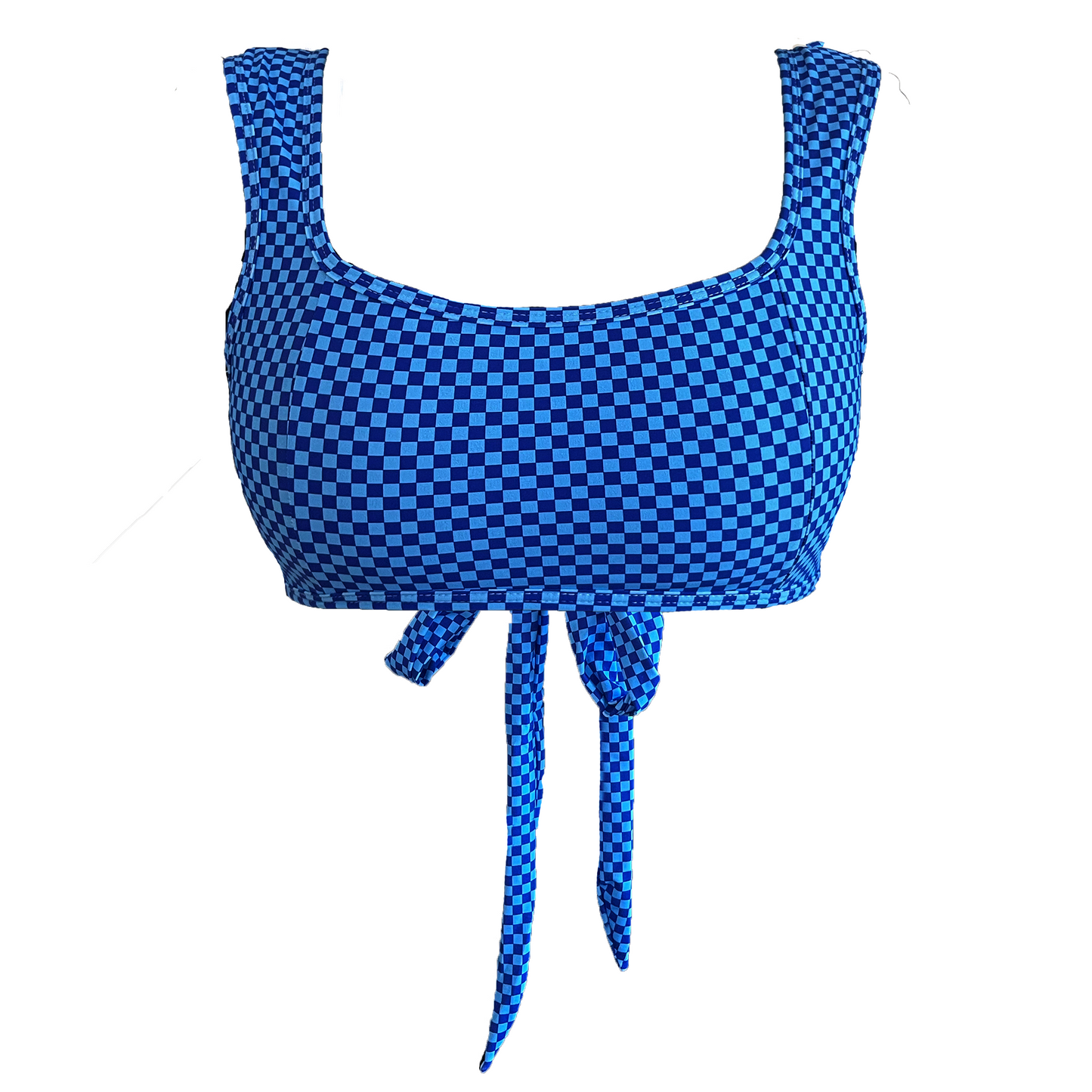 Wairoa Square Neck Top - Blue Check Check